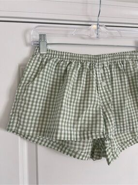 Green Cotton Mini Shorts